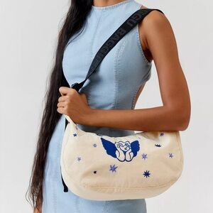 BAGGU UO Exclusive Cherub Embroidered Medium Nylon Crescent